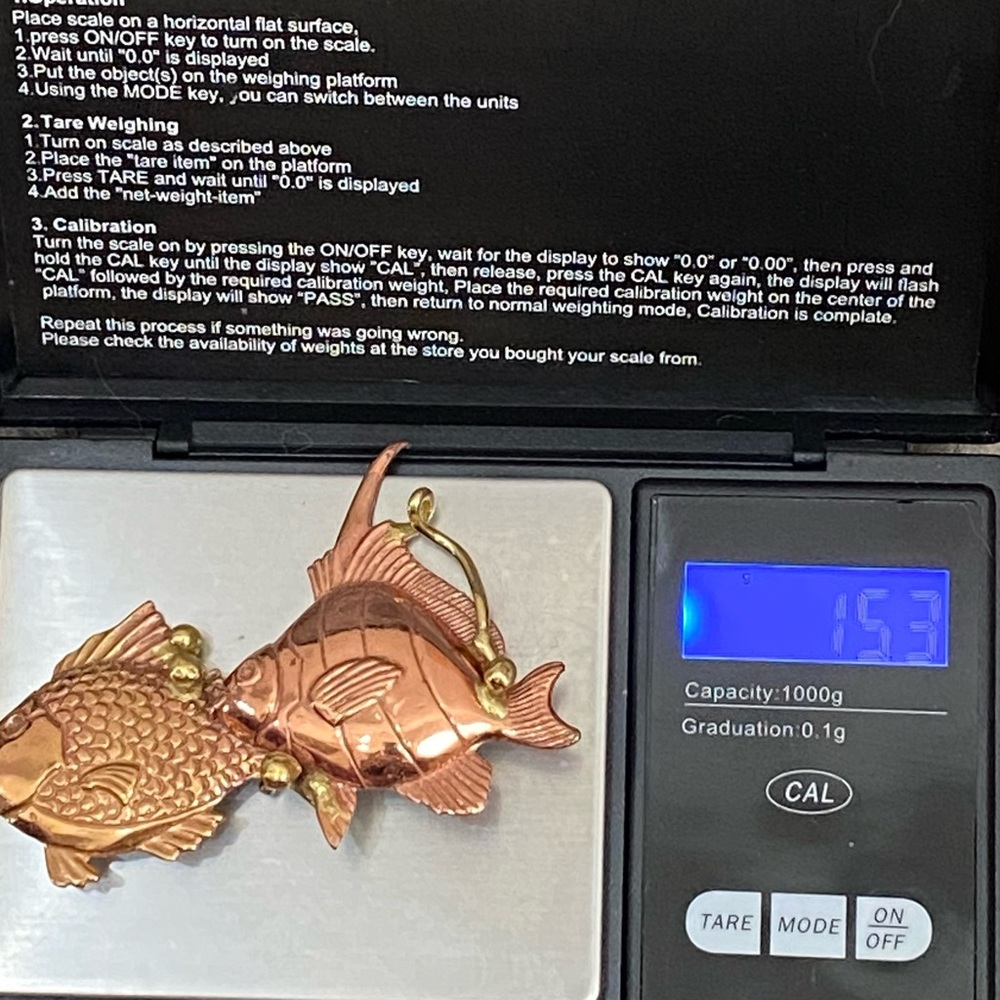 Unique Vintage Unsigned Fish Copper Hammered Broo… - image 2